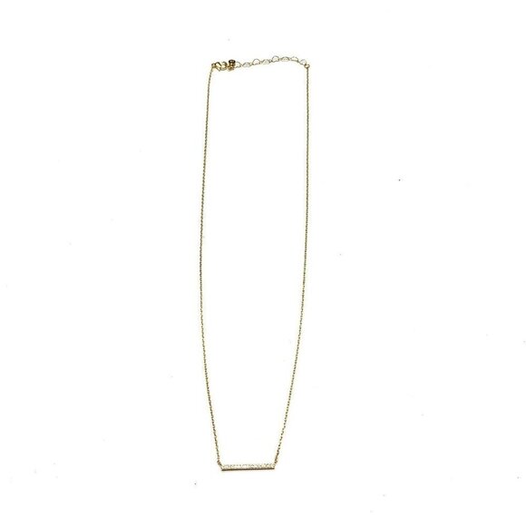 NIB SECRET BOX CZ Bar Necklace 14 Karat Gold Dipped - Picture 1 of 3